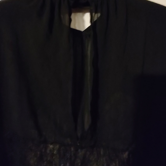 🐈⬛ Divine VS Vintage Victorian Inspired Black Sheer Crepe & Lace Blouse - L - Picture 11 of 15